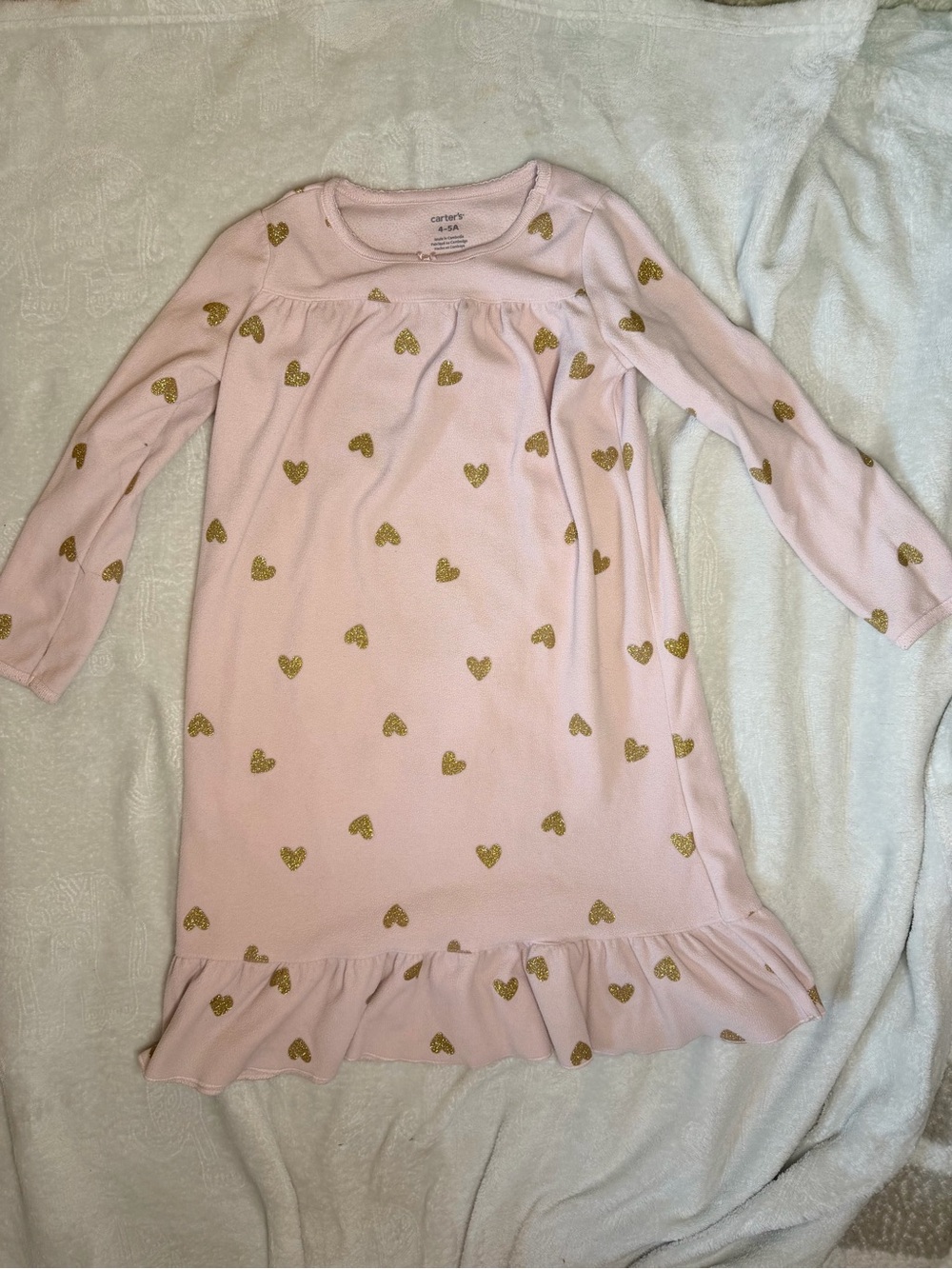 Carter's Light Pink Nightgown with Gold Heart Print